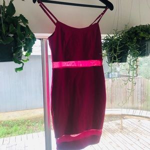 Fuchsia Stretch Body-con with Mesh Detail